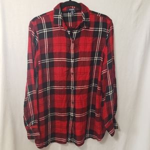 Chaps || Women's Red and Black Plaid Blouse || Size Large